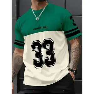Sports Jersey Men's 3D Printed Summer Street Fashion Round Neck Sports Gym Athletic Clothes Short Sleeve T-Shirt, Casual Comfortable All Season Wear