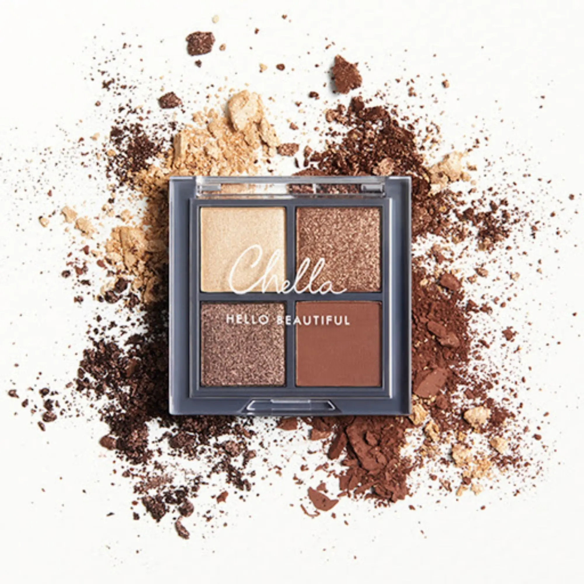 Chella Mini Manifest Bronze Eyeshadow Palette - Compact Travel-Size Makeup, 4 Shades (2 Matte, 2 Sparkly Shimmer), Silky Fluffy Pigment, Hydrating, Pearl-Smooth, Radiant, Long-Lasting, Vegan, Cruelty-Free, Paraben-Free, Ideal for Makeup Tutorials, Makeup