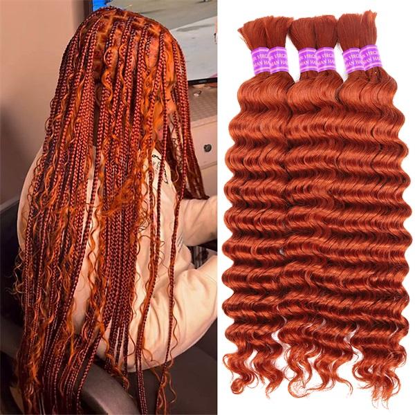 Ama Ginger Bulk Human Hair For Braiding Deep Wave Human Hair Bundles No Weft Colored Human Bundles For Women Hair Extensions 100g