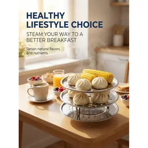 3-piece stainless steel steamer rack set, 18/20/22 cm, round perforated steamer with legs, durable and non-slip, suitable for kitchen cooking and everyday food preparation.