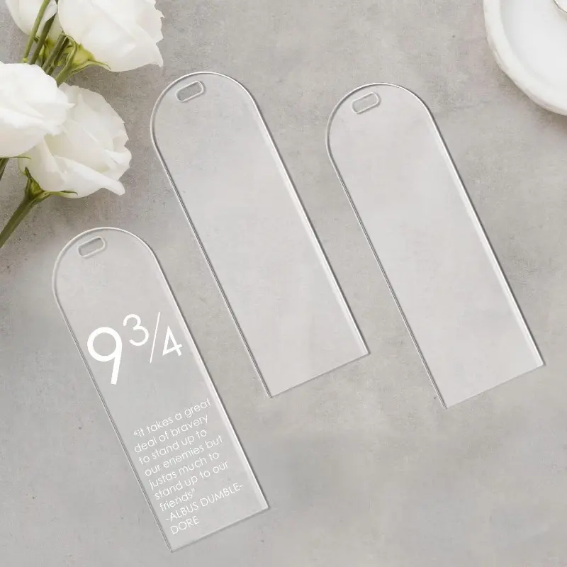 10pcs Clear Acrylic Bookmarks - Blank Plastic Craft Bookmarkers with Hanging Holes for DIY Projects, Book Accessories, Holiday Decorations (2.05inch X 5.91inch, Semicircle Design), Holiday Gift Tags, Stylish Bookends