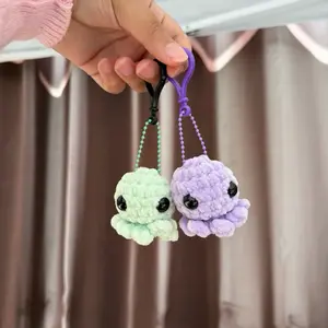 Handmade crochet octo plushie keychain