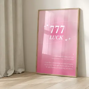 Pink Angel Number 777 Wall Art Trendy Pink 777 Aura Poster 777 Angel Number Pink Print 777 Pink Poster No Framed