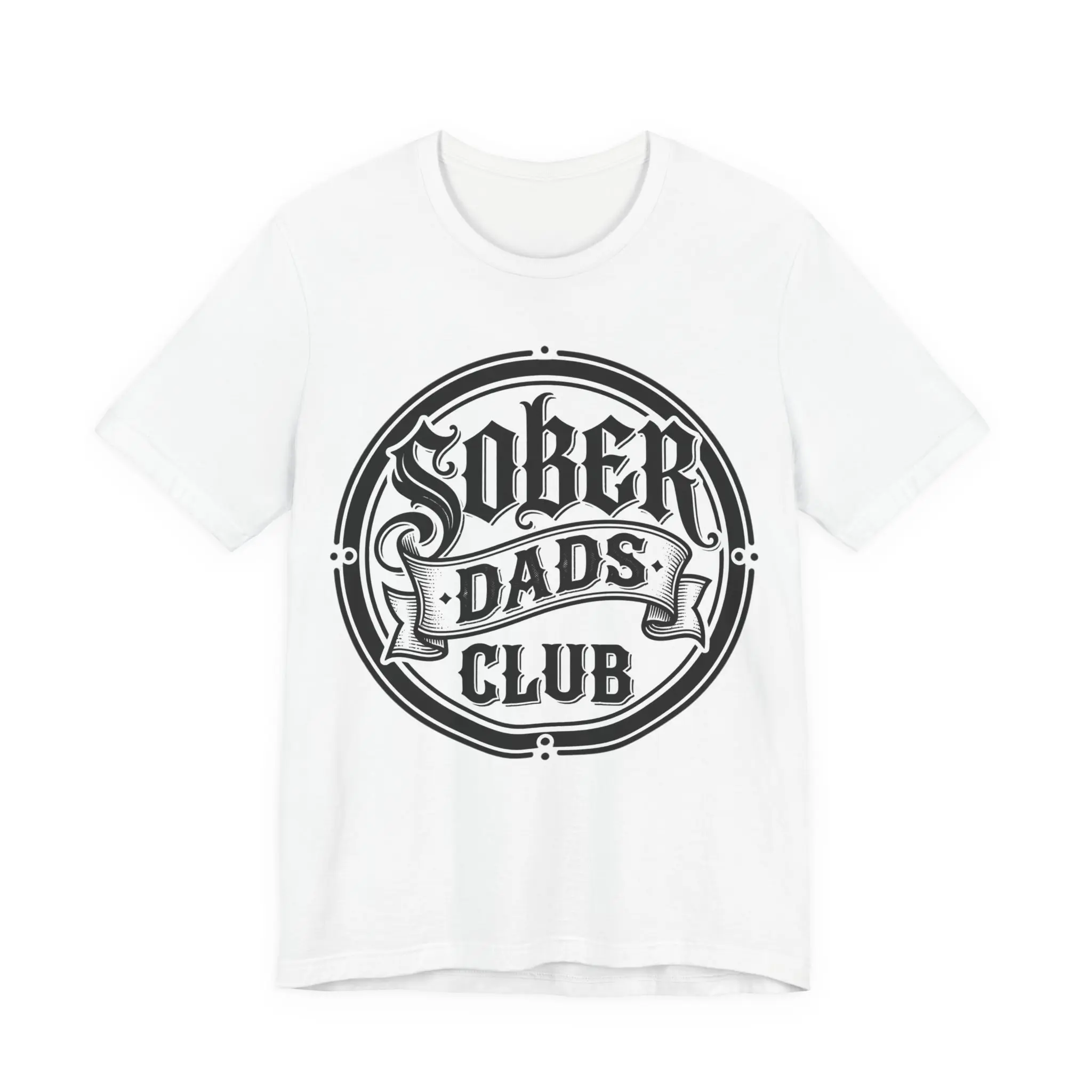 Sober Dads Club Tee | Vintage Badge Fathers Recovery Support Shirt