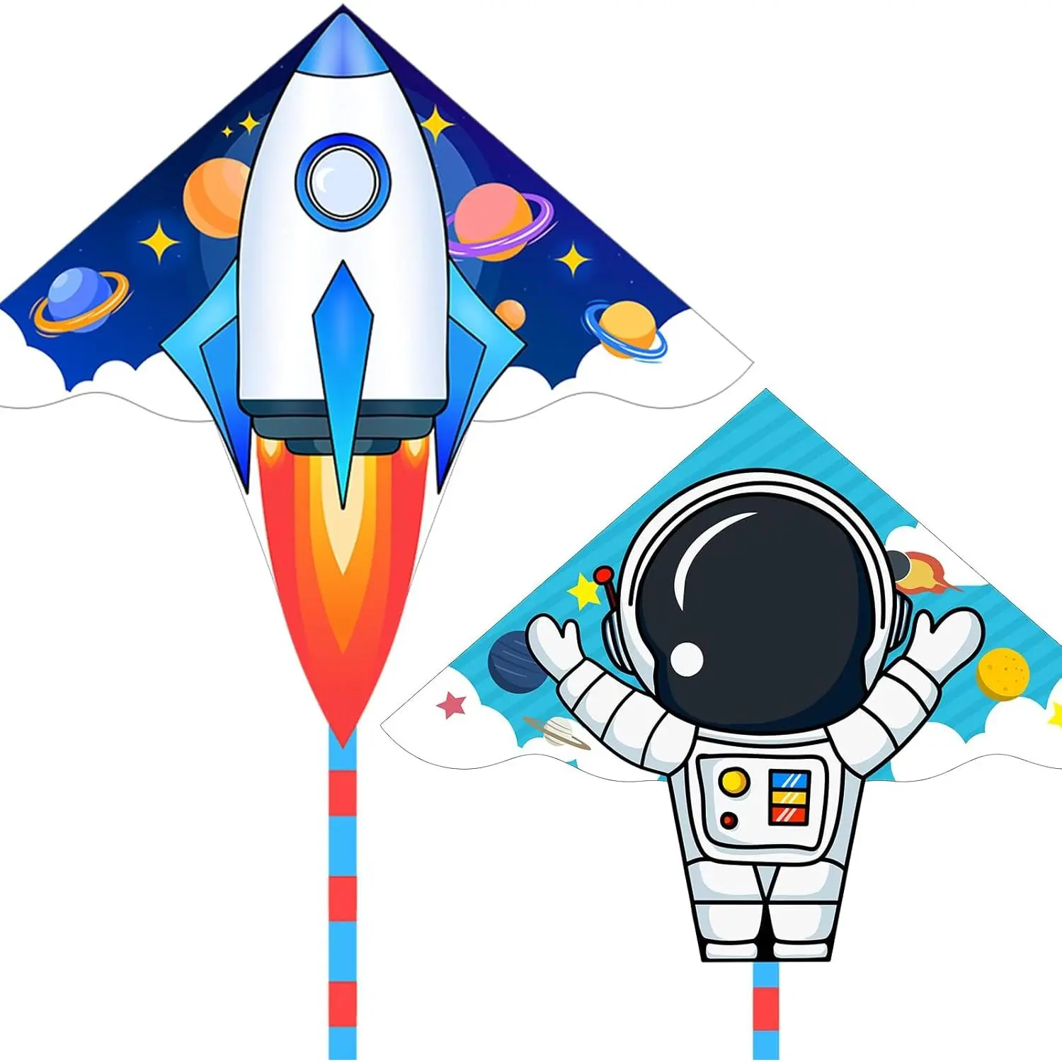 2 Piece Set Rocket Astronaut Kites for Kids and Adults, Easy to Fly for Beginner, Perfect Kite for Beach and Park, Kids Kite and Adult Kites for Outdoor Games & Activity (Rocket Astronaut, 2)