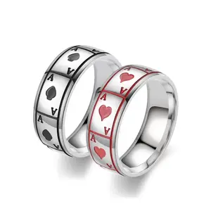 Couple's Magic Poker Card Ring - Titanium Steel Design,US Size 5-13 8MM Width A Perfect Gifts For Lovers, Friends, Boyfriends, Girlfriends, Wife, Husband, Thanksgiving, Independence Day, Holloween, Black Friday, Chrisatmas and New Year w152