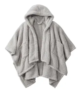 MaLinfandor Wearable Blanket Sherpa Poncho Office Work Warm Cozy Shawl Blanket,Plush Cape Wrap for Adults