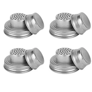 4Pcs Mason Jar Shaker Lids 304 Stainless Steel with Silicone Seals for Mix Spices Dredge Flour Sugar Salt Peppers and Any REGULAR MOUTH Mason Jars Canning Lid - Home Improvement.