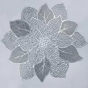 Flower Vinyl Placemats 6 Pack- Washable Wipeable Non-Slip Table Mats Easy to Clean for Holiday Wedding Christmas Table Decor Accent Centerpieces