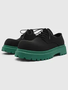 Men's Vintage British Derby Shoes Thick Sole Sneakers, Outdoor Sports Casual Couple Style, Shock Absorption Non-Slip Soft Bottom