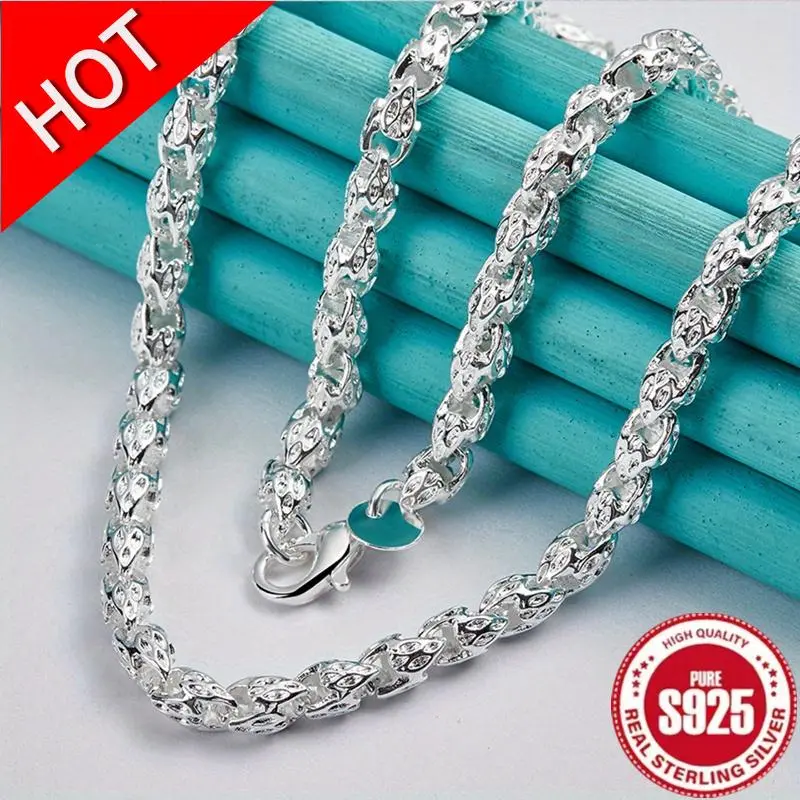 925 Sterling Silver Bamboo Knot Artificial Silk Chain Necklace - Hypoallergenic Nickel-Free Unisex Jewelry Accessory - Ideal Gift for Key Occasions