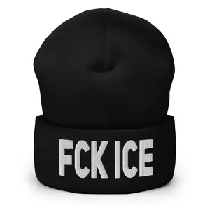 FCK ICE Beanie - Abolish ICE & Close The Camps Winter Hat - No Borders No Nations Cuffed Knit Cap - Anti-ICE Political Statement - First Gen Activist Gear - End Deportations Beanie