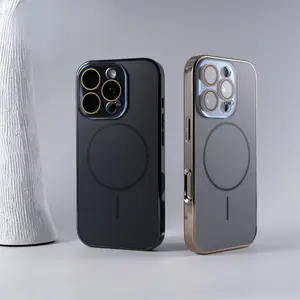 Electroplated Slim MagSafe Magnetic Phone Case, Matte Anti-Fingerprint Shockproof Cover With Integrated Lens Protector For iPhone 12/13/14/15/16/17 Promax/Plus/Air/Pro projector 4k iphoone 17 phone case iphone cases #USBLXQCXKBlack