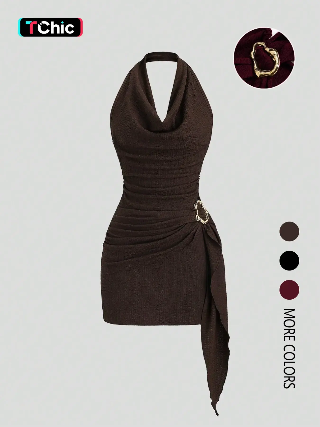 Women's Fashion Solid Color Halter Dress, Casual Office Wear, Elegant  Backless Design, Perfect for Daily Wear, Stylish and Comfortable Dress -  TikTok Shop