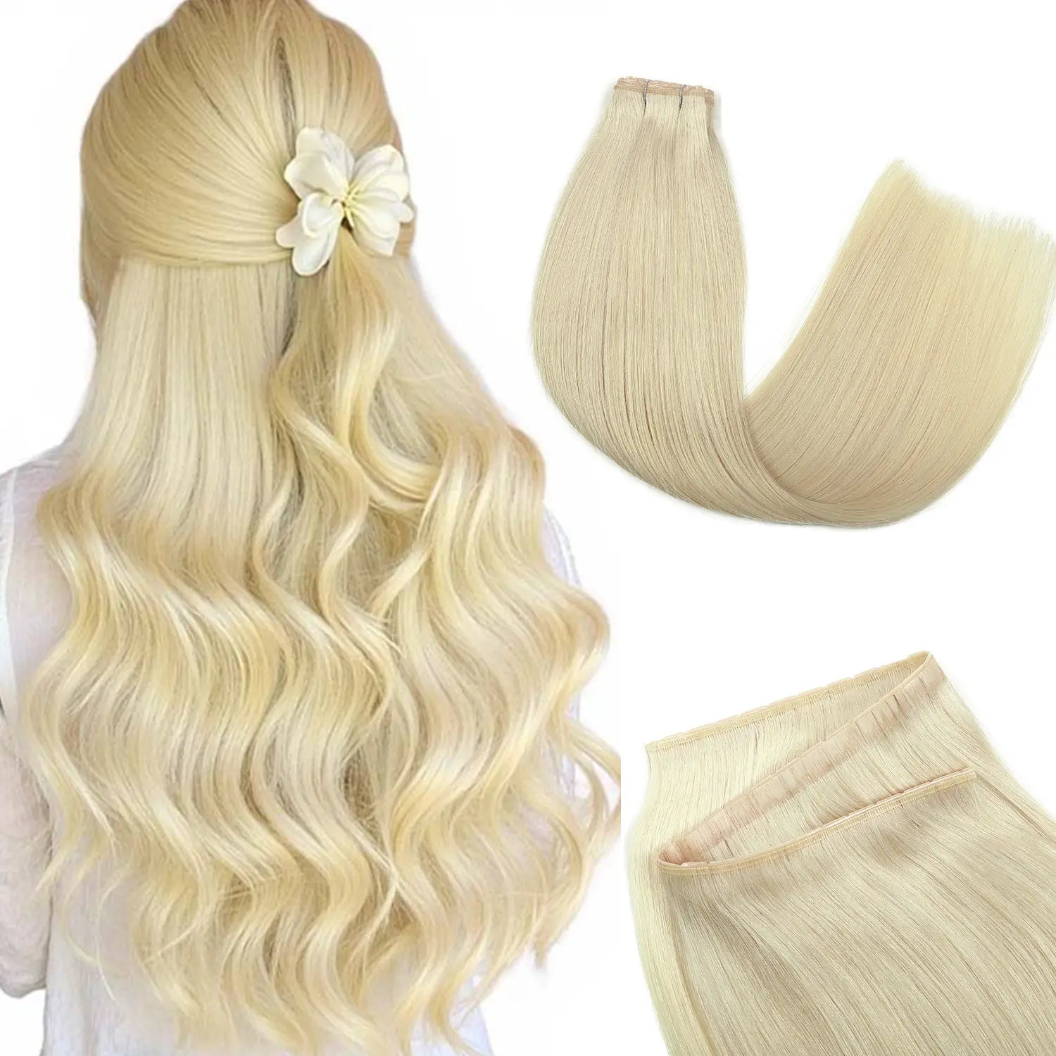 Hair Extensions 100% Human Hair Hade-woven OVO Hair Extensions Butterfly Weft Pu Hole Hair Extensions Human Hair Extensions for Women Daily Life
