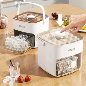 Easy-Press Ice Cube Maker - Large Capacity, Double Layer 48 Ice Trays, Food-Grade plastic Ice Storage Tray For Freezer, Perfect For Whiskey & Cocktails, Kitchen Essential