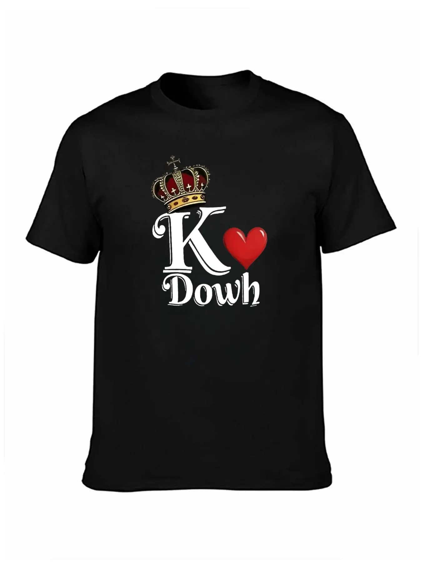 1pc His & Hers Matching Couple T-Shirts - K&Q Crown Design with Red Hearts, Soft 100% Cotton, Casual Loose Fit, Perfect for Newlyweds, Valentine's Day, and Festive Parties, Machine Washable