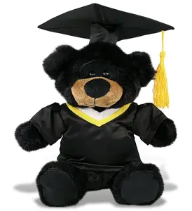 DOLLIBU 9" Black Bear Super-Soft Plush, Graduation Gift Ideas, Stuffed Toy with Removable Hat