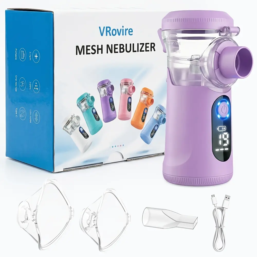 FDA Cleared Portable Handheld Inhaler Nebulizer with Intuitive LED Interface, Handheld Nebulizer for Adults Kids, Rechargeable Handheld Humidifier for Respiratory Care at Home, Handheld Mesh Atomiser