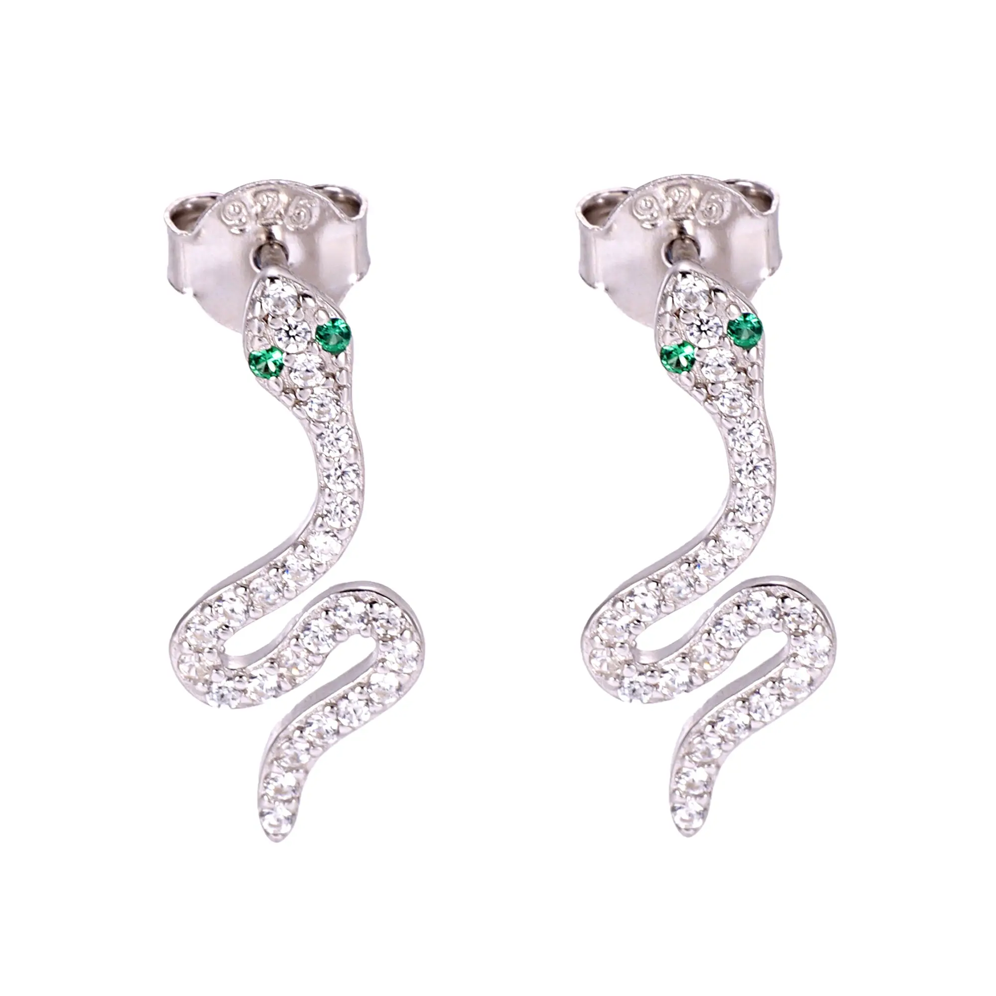 Dainty Snake Earring in Sterling Silver and Sparkling CZ