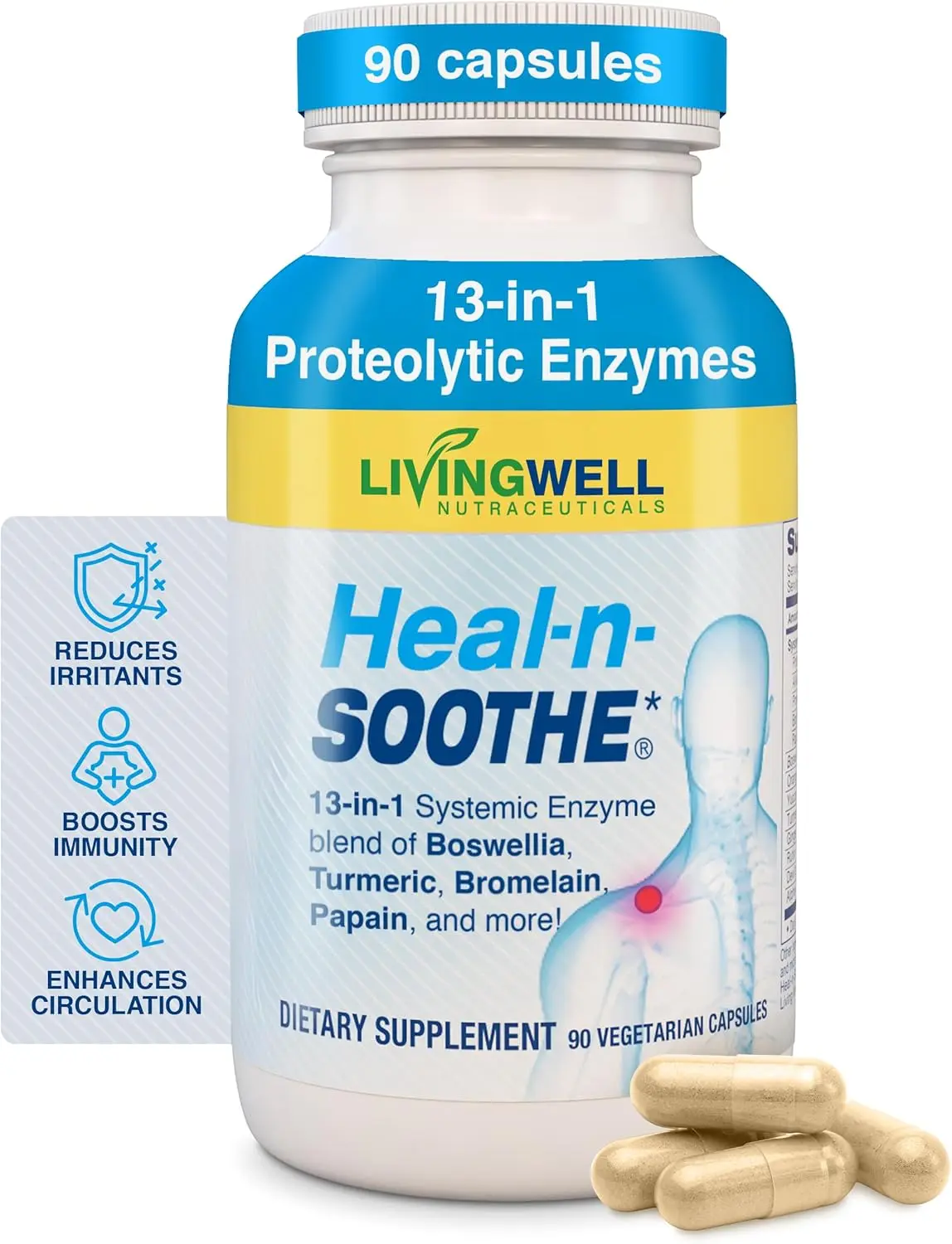 HEAL-N-SOOTHE Proteolytic Systemic Enzymes for Joints - 90 Count