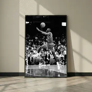 Michael Jordan Slam Dunk Vintage Poster, Black and White Basketball Wall Art, Chicago Bulls Print, Man Cave Decor, Gift for Teen Boy ( Unframed - Print Only )