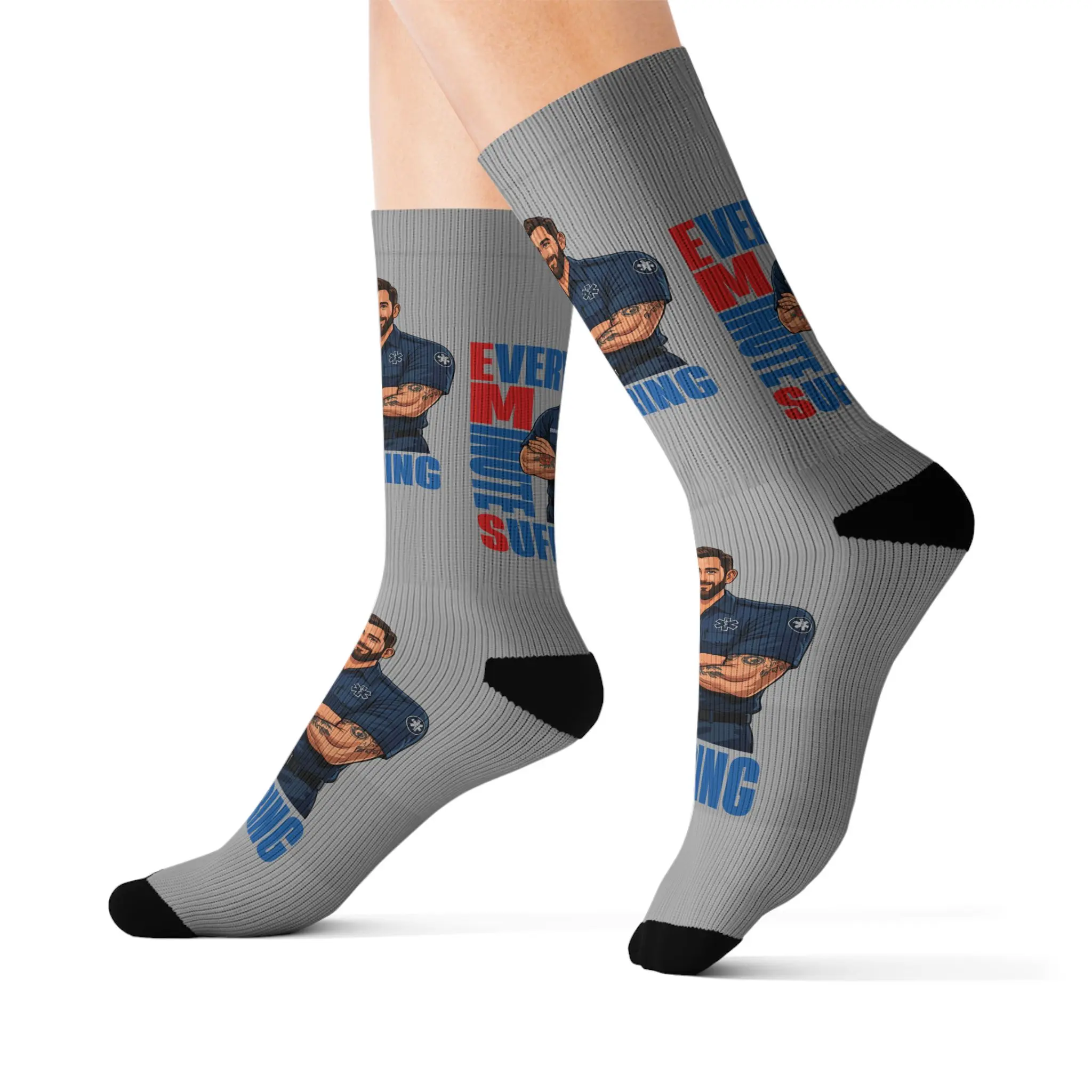 Every Minute Suffering EMS Socks – Funny Paramedic EMT Crew Socks for First Responders
