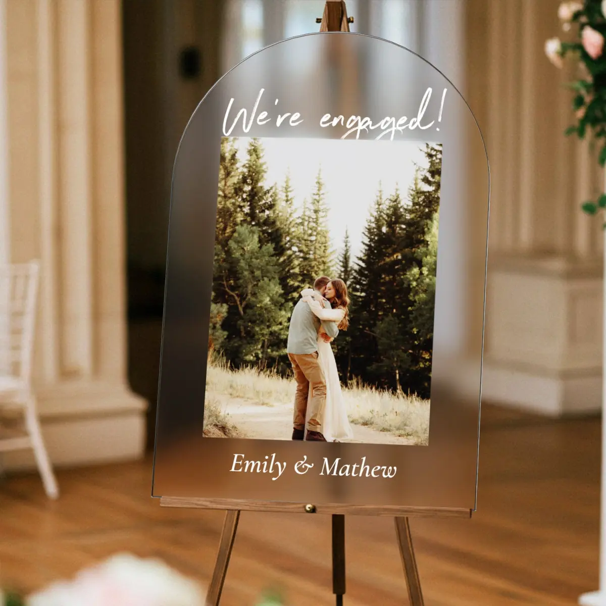 Personalized Engagement Party Sign with Photo — Custom Welcome Sign