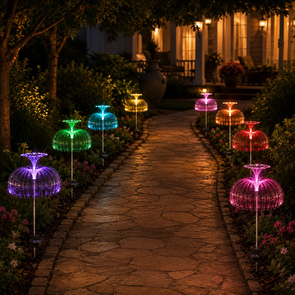 Jellyfish Garden Lights: 2/4/8-Pack, outdoor solar lanterns with special effects, waterproof decorative lights, suitable for front porches, patios, gardens, courtyards, dining tables, and outdoor decor，camping lights, and Christmas lights
