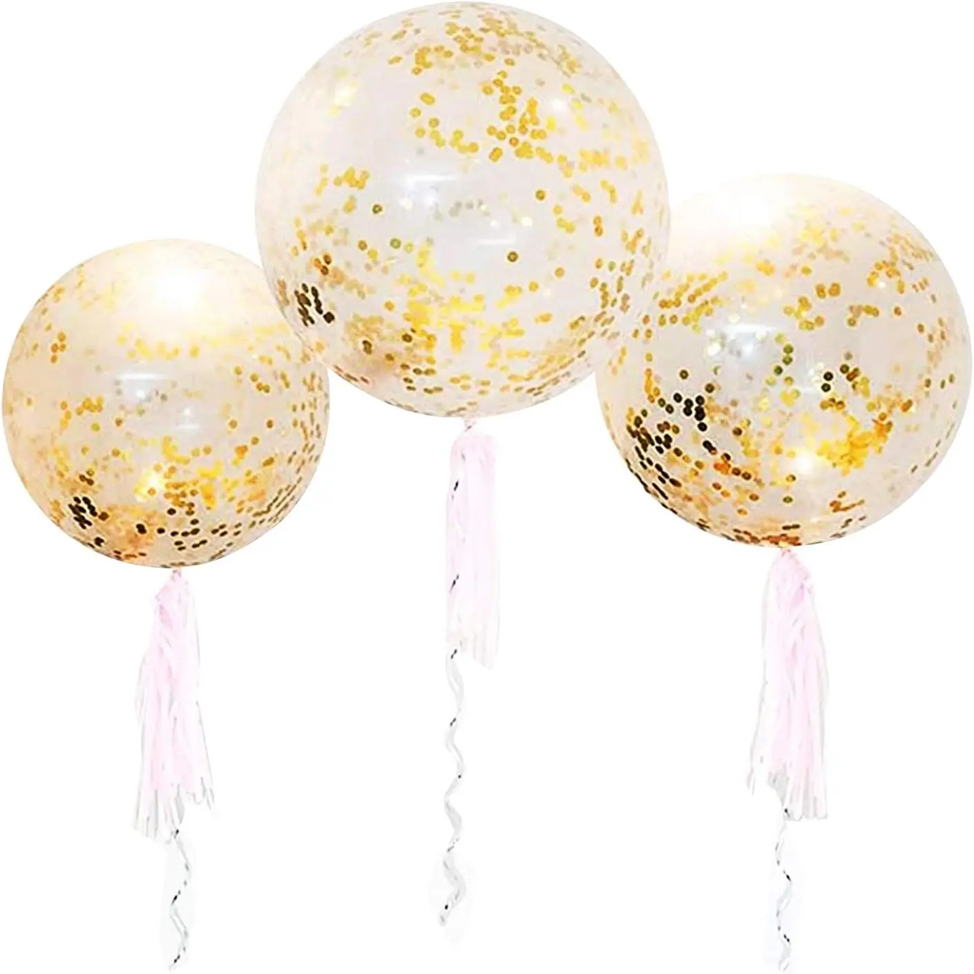 36 Inch Jumbo Confetti Balloons, Giant Latex Balloon with Gold Confetti (Premium Helium Quality) Pkg/6 Latex glitter balloons for Party/Birthdays/Wedding/Festivals Christmas and Event Decorations Pack Round Set Colorful