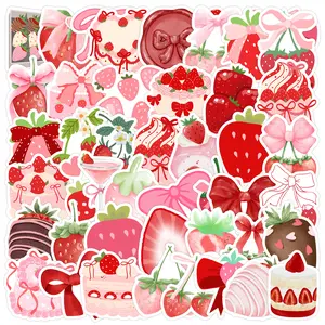 50pcs Cartoon Strawberry Stickers, Sticker Decals, Suitable for Scrapbooks, Diaries, Laptops, Water Bottles, Cars and Other Faith-based Designs, Gifts with Positive Messages, Vinyl Stickers