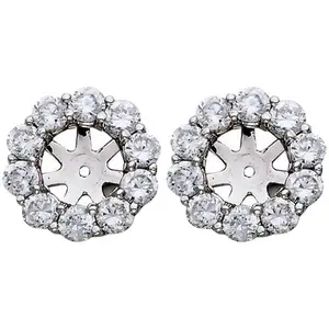1 1/2ct Diamond Halo Earring Studs Jackets 14k White Gold (6-6.7mm) 1 1/2ct Diamond Halo Earring Studs Jackets 14k White Gold (6-6.7mm)