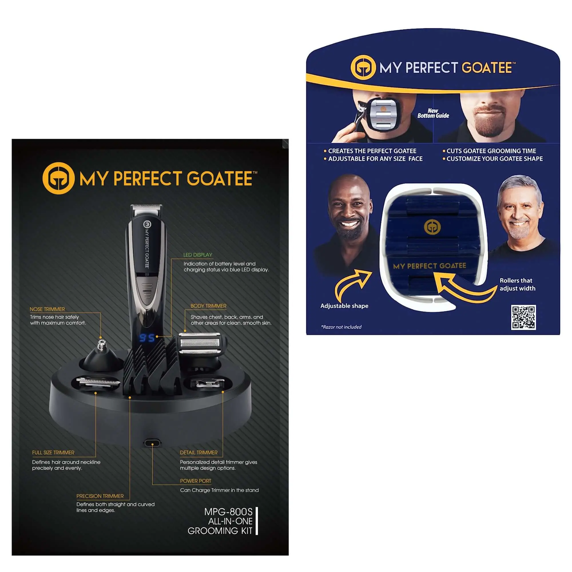 My Perfect Goatee® Shaving Template & MPG800S 13-in-1 Waterproof Beard Trimmer Kit Adjustable for Men's Grooming, great gift