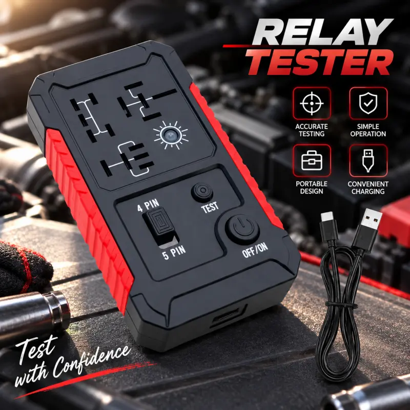 [Newly Upgraded]12V Relay Tester with LED Lighting Portable Automotive Diagnostic Tool for 4-Pin & 5-Pin Relays Battery Powered Fast Reliable,back to school,back to school haul,sohochic