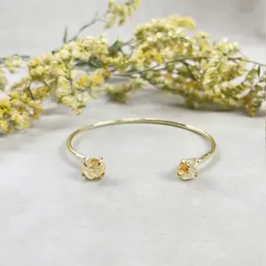 Gold Plated Double Golden Amethyst Citrine Crystal Nugget Bracelet