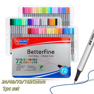 Skyclory Fine Line Pen Set, 24/48/72/102 Colors, 0.4mm Tip, Layered Storage Box, Ideal for Drawing, Sketching, Art Supplies
