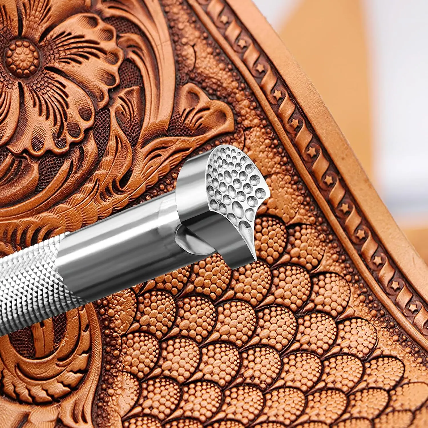 Dragon Scale Stamp Leather Stamps Tool Stamping Tool 304 Stainless Steel Professional Carving Tools for DIY LeatherCrafts