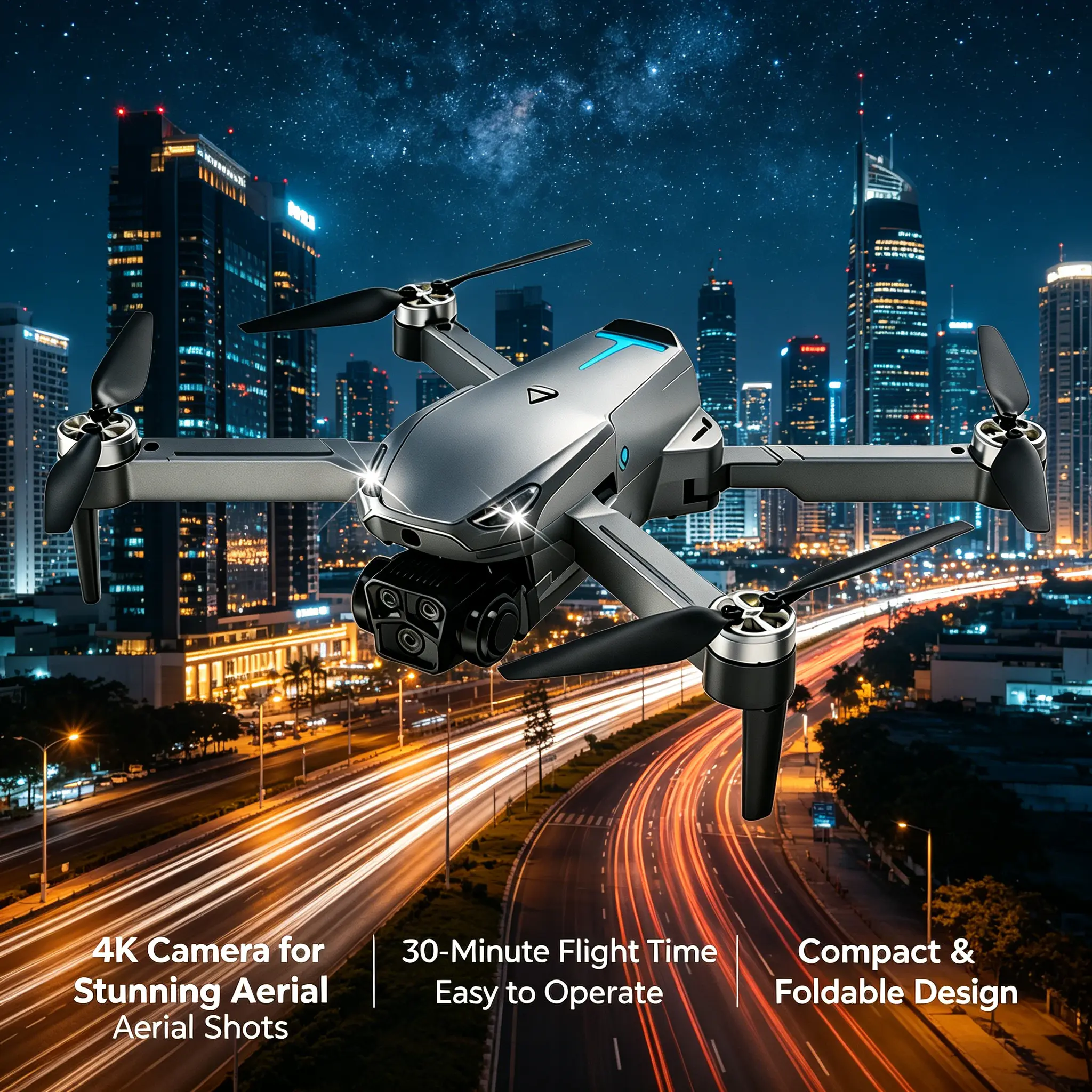 M8 Pro 2026 Foldable Aerial Drone with 4K UHD EIS Anti-Shake Camera, GPS Positioning, 5G WiFi FPV, Intelligent Obstacle Avoidance, Auto Return & 360° Flip, 2 Batteries for Beginners & Adults