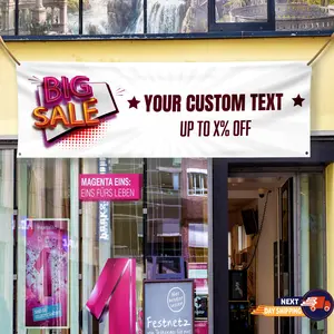 Custom Text & Discount Quantity Banner, Eye-Catching Storefront Promotion Sign, Big Sale Vinyl Banner, Up to 50% Off Store Display Sign, Custom Text & Discount Percentages, Big Weekend Sale Banner, Custom Retail Store Promotion Sign