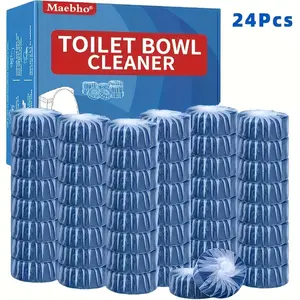 RV Automatic Toilet Bowl Cleaning Tablets (12-Count, 24-Count) - Toilet Bowl Cleaner, Multi-Purpose, Ready-To-Go, Water-Dissolving, Long-Lasting Anti-Fouling, Low-Odor, Maintains Freshness, Plastic Water Tank-Safe Soluble Blocks for Home, RV Use