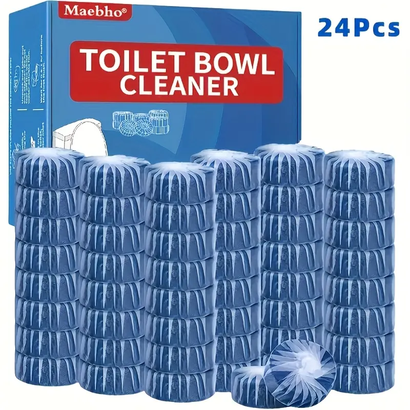 RV Automatic Toilet Bowl Cleaning Tablets (12-Count, 24-Count) - Household Items, Water-Dissolving, Long-Lasting Anti-Fouling, Low-Odor, Freshness-Maintaining, Plastic Water Tank-Safe Soluble Blocks for Home, RV Use