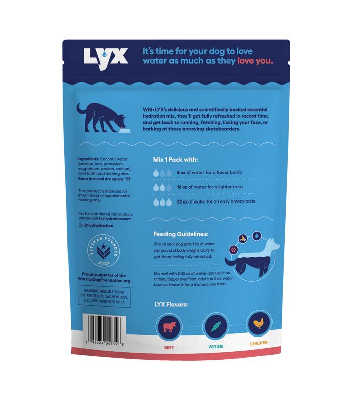 LYX Essential Hydration for Dogs – 7 & 28 Pack Pouch | Flavorful Electrolyte Boost, Coconut Water + Broth Hydration Mix
