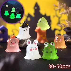 Random Color Cute Ghost Design Resin Ornament, 30/50pcs Luminous Miniature Decoration, DIY Decorative Accessories for Home Garden Party, Glow in the Dark