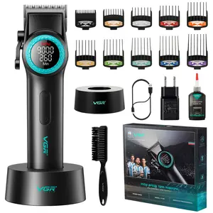 VGR 001 Professional Hair Clippers for Men - Cordless Barber Clippers with Carbon Steel Blade, 9000 RPM, LED Display - For Barbers & Home Use - Perfect Gift for Men