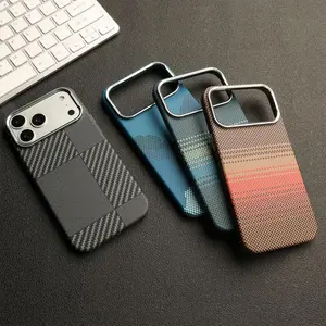 Kevlar-Textured Carbon Fiber Magnetic Smartphone Case - Full-Coverage Matte Protective Casing for iPhone 17 Pro Max/17/16/15/14/13/12/Pro Max Series, Cellphone Handheld Accessories