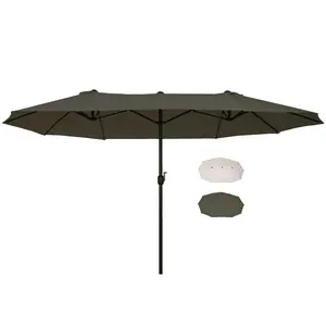 Extra Large 15 ft Patio Umbrella Double Sided Shade Umbrella 8.7 Feet Per Canopy For Pool Or Market Steel Frame Crank Control Keeps Cool And Blocks UV All Day