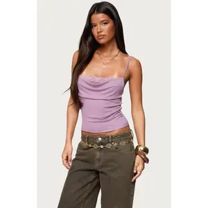 Edikted Women's Bobbie Layered Lace Cowl Neck Top