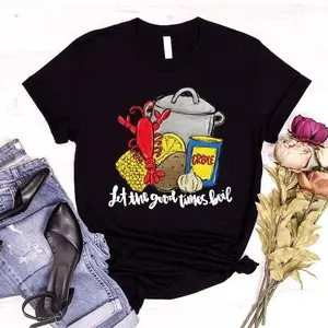 Funny Crawfish Boil T-Shirt Louisiana Graphic Tee Crewneck Casual Streetwear Menswear Top