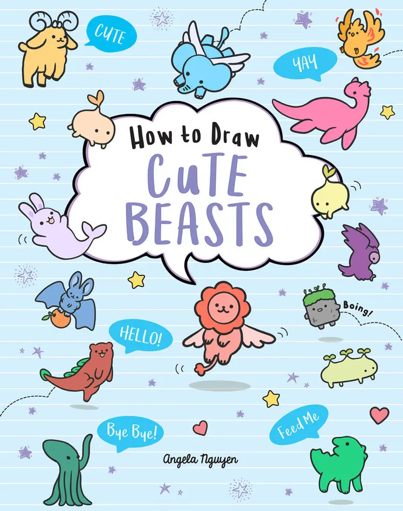 Used Paperback Book - How to Draw Cute Beasts by Angela Nguyen - English Sketch Art Tutorial for Learning to Draw Adorable Creatures (Educational School & Office Stationery Supply)