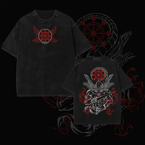 PODTIFY "Mahoraga" – Vintage Oversized Jujutsu Kaisen Anime Graphic Tee - Hoodie - Sweater, Dark Cursed Spirit Streetwear, Heavy Cotton Acid Wash Shirt, Soft Casual Unisex Apparel, Gift for JJK Fans